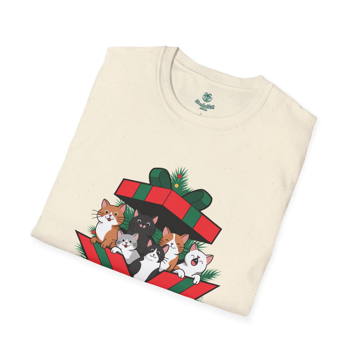 Cats popping out of a giant gift box
