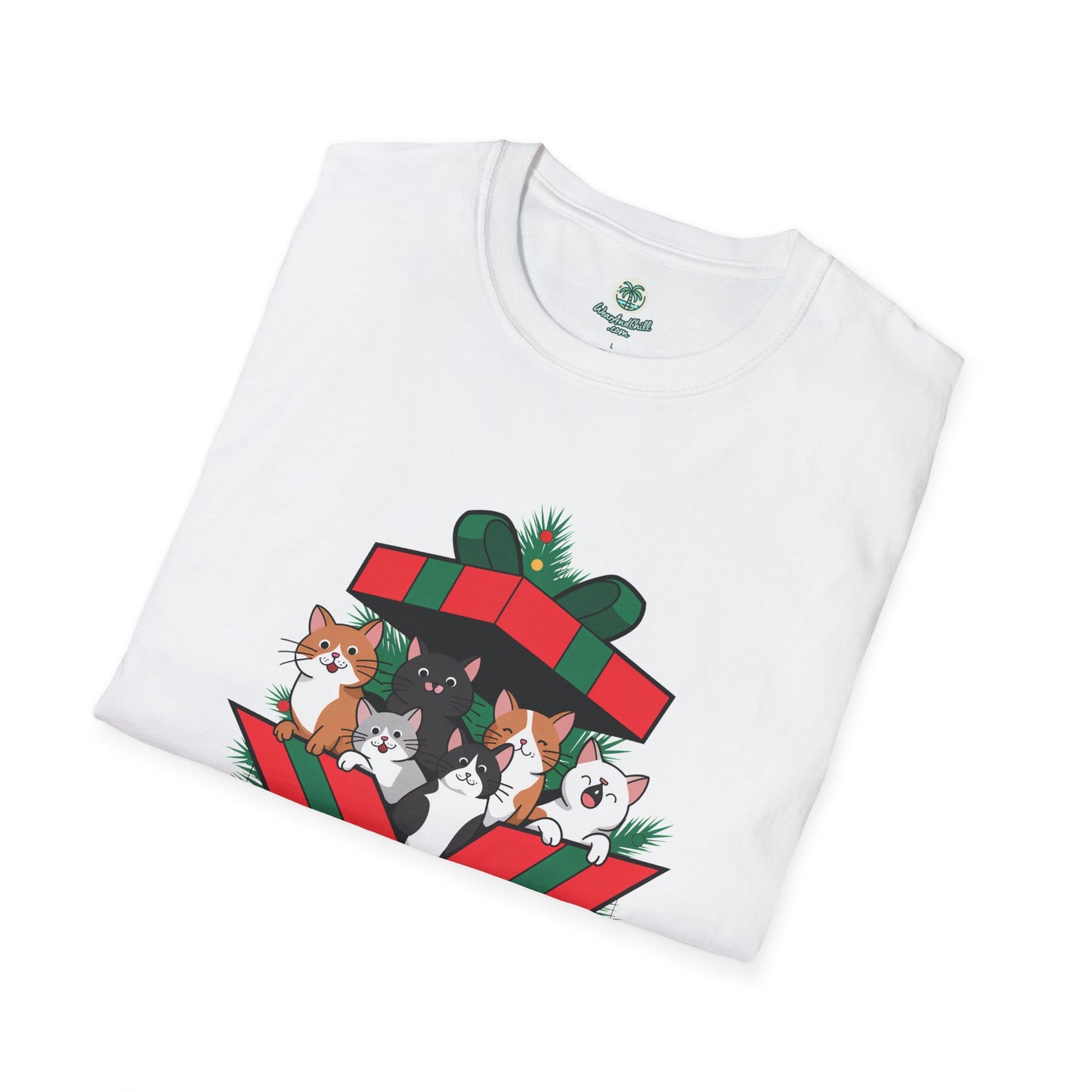 Cats popping out of a giant gift box