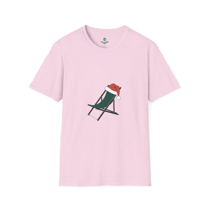 Deck chair with a Santa hat