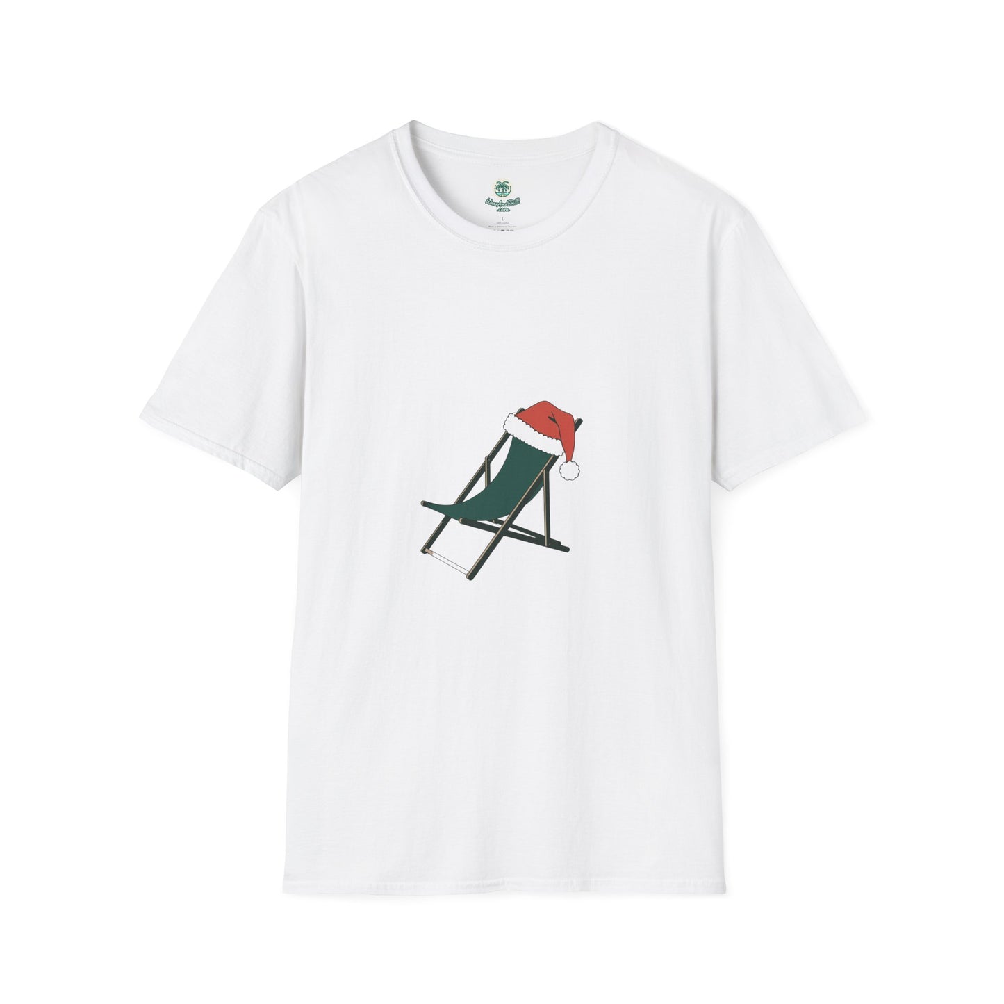 Deck chair with a Santa hat