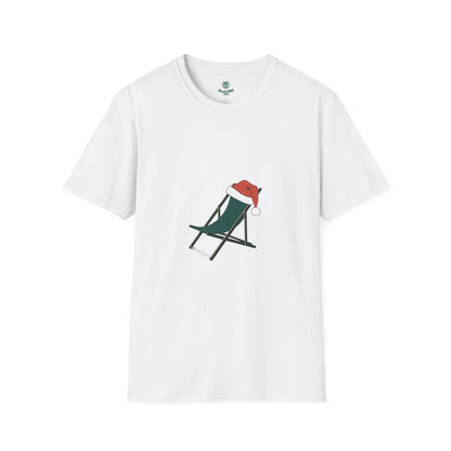 Deck chair with a Santa hat