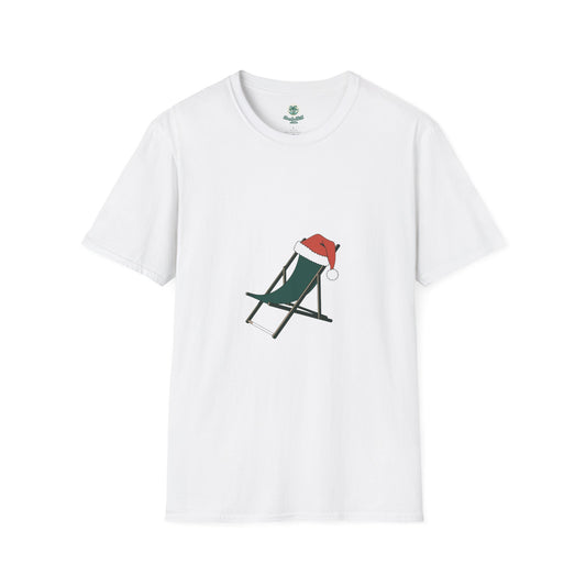 Deck chair with a Santa hat