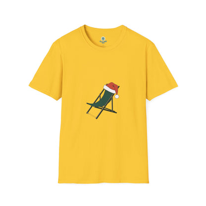 Deck chair with a Santa hat